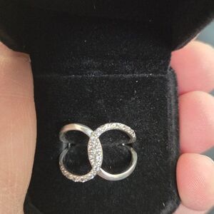 Silver Crystal Interlocking Circle Ring - Women Jewelry